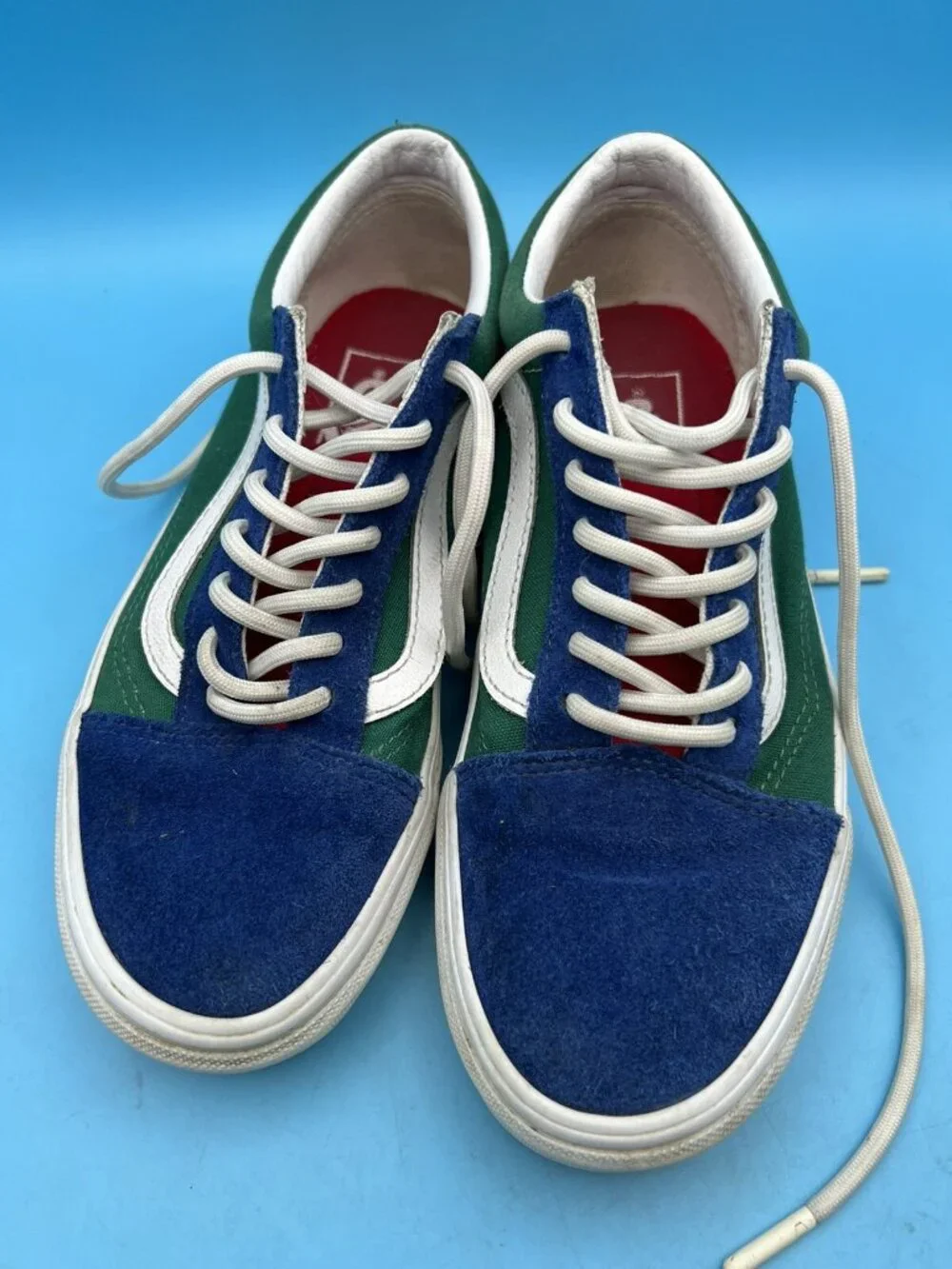 Vans Off The Wall Lace Up Shoes Men Size 6 Skateboard Red Blue Green Multi